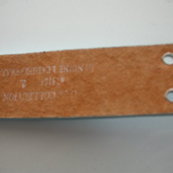 Light Blue Rivetted Leather Belt - Picture 2 of 3